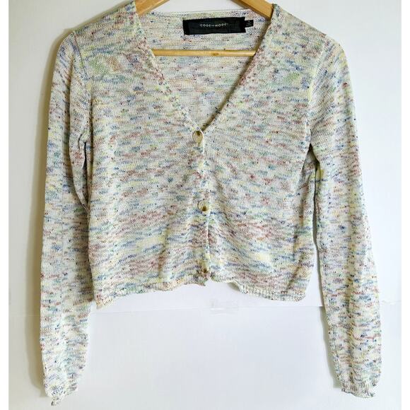 Code x Mode Minimalist Preppy Knit Space Dye cropped Layered Cardigan size S - Picture 7 of 12